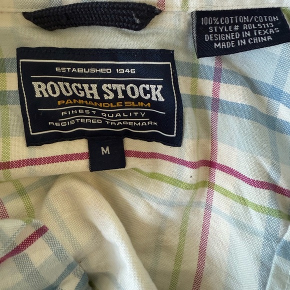 ROUGH STOCK Classic Plaid Button-Down Shirt size M - Picture 9 of 10